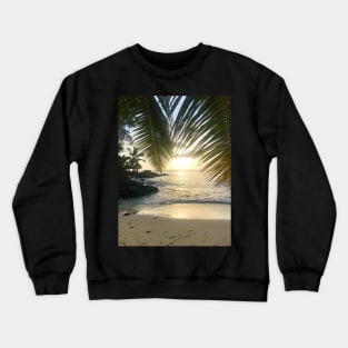 Seychelles mahe island beach palm trees paradise print Crewneck Sweatshirt